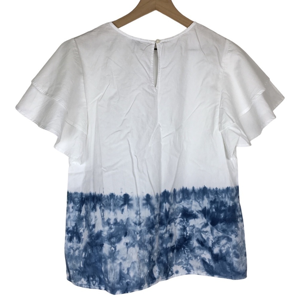 CROWN & IVY Top Blouse Tie Dye Ruffle Flutter Sleeves Fall Bloom Size Medium - Picture 4 of 9